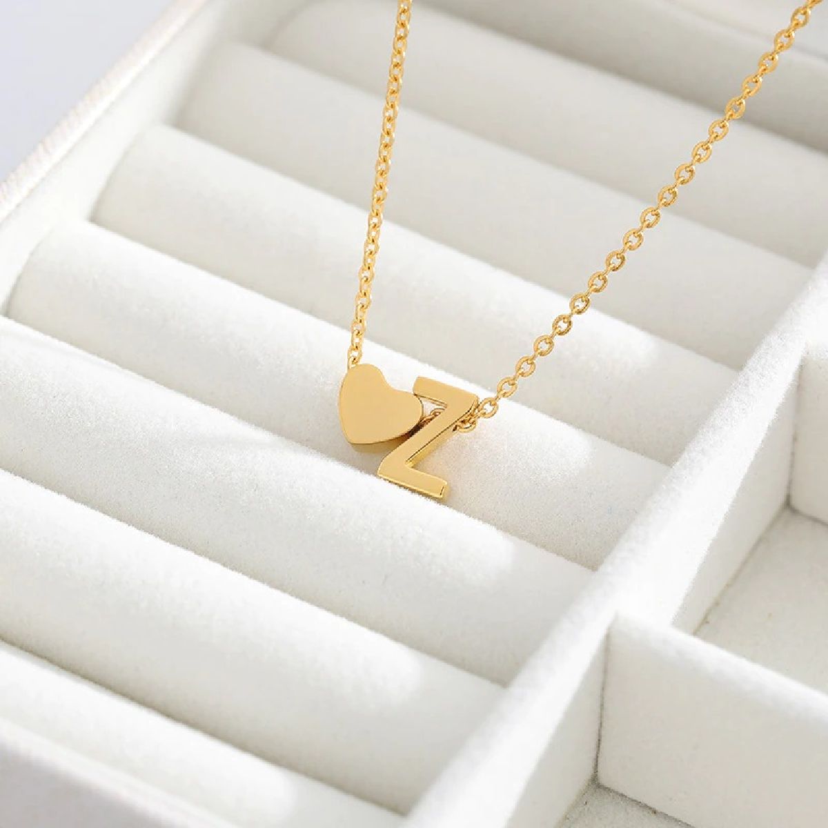 Initial Alphabet Gold Heart Letter A Necklace Pendant Chain Bulk