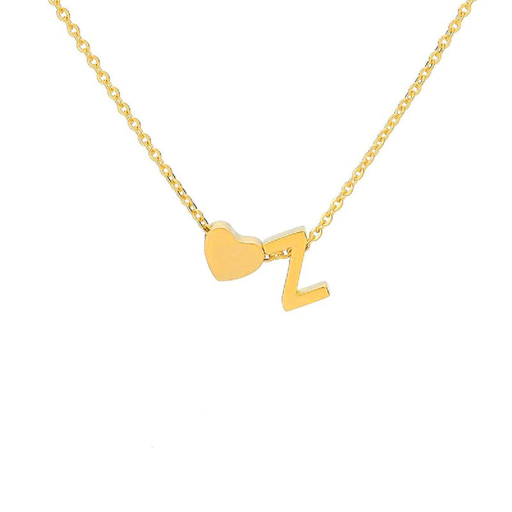 Initial Alphabet Gold Heart Letter A Necklace Pendant Chain Bulk