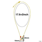 Rainbow Gemstone Initial Alphabet Letter K Necklace Pendant Chain