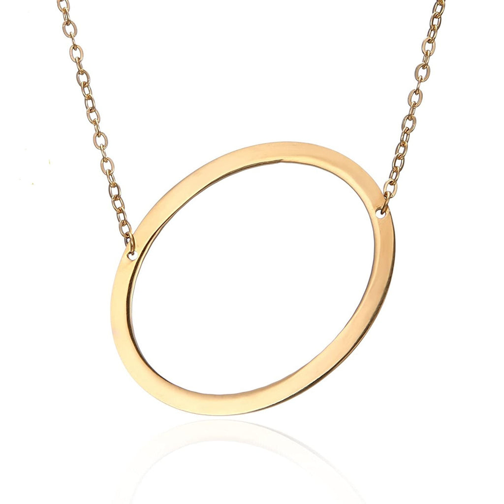 Sideways Alphabet Initial Large All Letter Personalised Customized Engraved Gold Stainless Steel Pendant Necklace