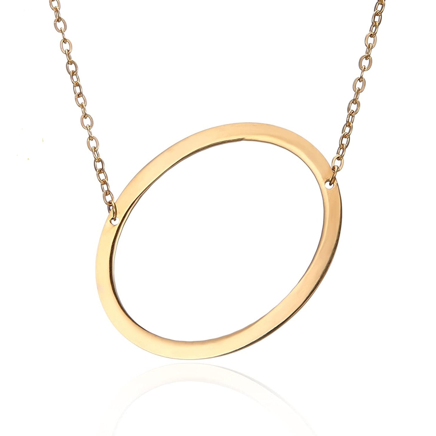 Sideways Alphabet Initial Large All Letter Personalised Customized Engraved Gold Stainless Steel Pendant Necklace