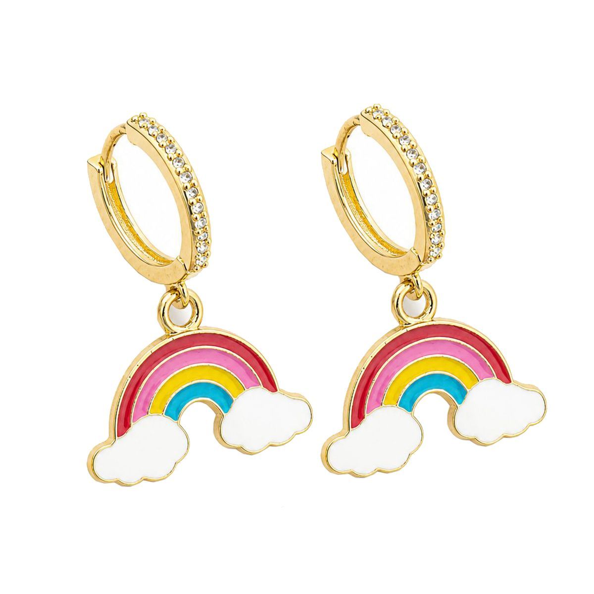 Rainbow Cloud American Diamond Hoop Earring Pair For Women Bulk