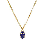 Copper Evil Eye Hamsa Enamel Blue Gold Necklace Pendant Chain Bulk