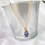 Copper Evil Eye Hamsa Enamel Blue Gold Necklace Pendant Chain Bulk