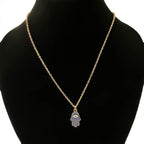 Copper Evil Eye Hamsa Enamel Blue Gold Necklace Pendant Chain Bulk