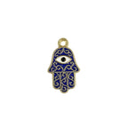 Copper Evil Eye Hamsa Enamel Blue Gold Necklace Pendant Chain Bulk