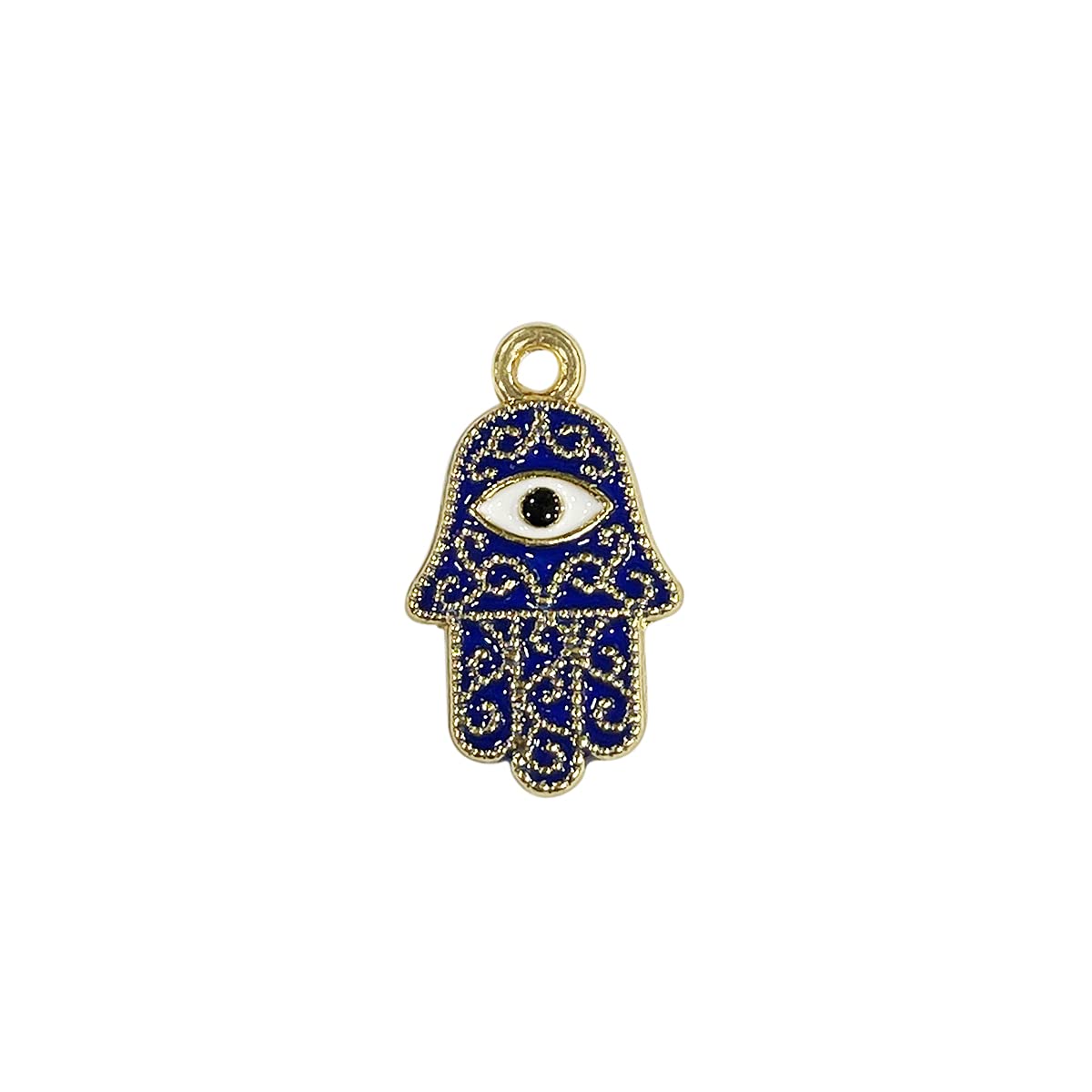 Copper Evil Eye Hamsa Enamel Blue Gold Necklace Pendant Chain Bulk