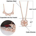 Clover Stainless Steel Cubic Zirconia Magnet Openable Necklace Pendant Chain Women Silver