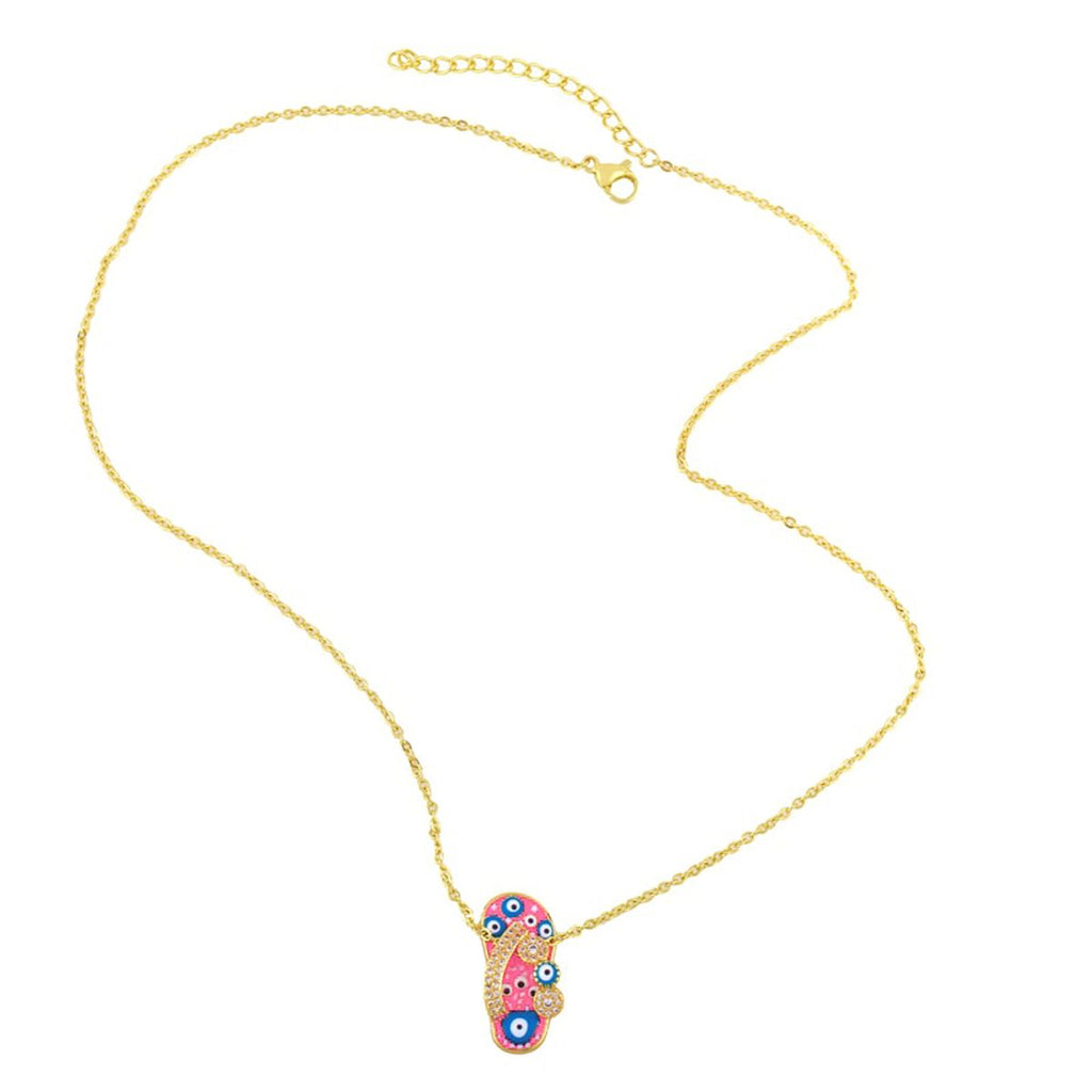 Copper Evil Eye Crystal Gold Pink Gold Necklace Pendant Chain Bulk
