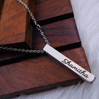 Stainless Steel Personalized Engraved Letter All Side Necklace Pendant Chain Unisex