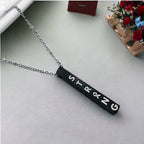Stainless Steel Personalized Engraved Letter All Side Necklace Pendant Chain Unisex