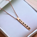 Stainless Steel Personalized Engraved Letter All Side Necklace Pendant Chain Unisex