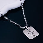 Stainless Steel Rectangle Dog Tag Personalized Engraved Letter Necklace Pendant Chain Unisex