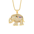 Copper Cubic Zirconia Rainbow Gold Elephant Pendant Chain Women Bulk