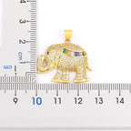 Copper Cubic Zirconia Rainbow Gold Elephant Pendant Chain Women Bulk