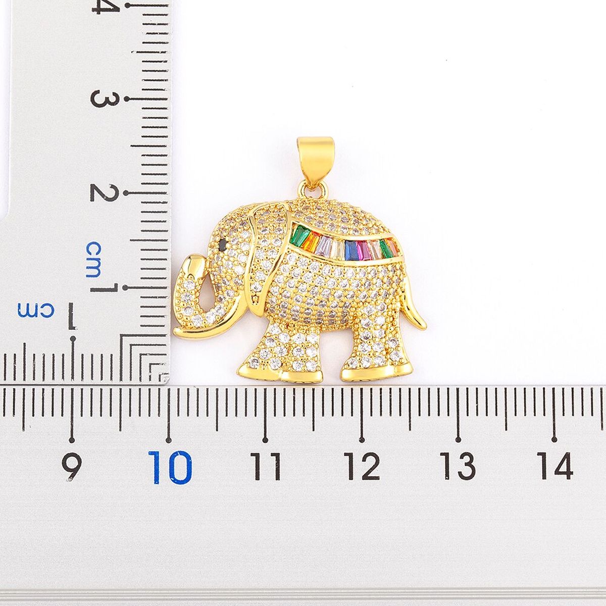 Copper Cubic Zirconia Rainbow Gold Elephant Pendant Chain Women Bulk