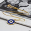 Evil Eye Enamel Blue 18K Gold Brass Anti Tarnish Pendant Chain Bulk
