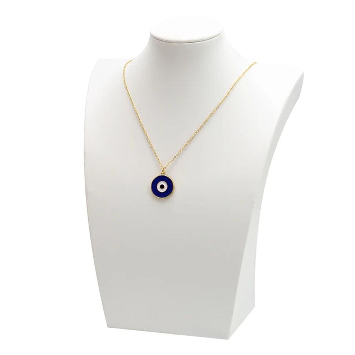 Evil Eye Enamel Blue 18K Gold Brass Anti Tarnish Pendant Chain Bulk Secondary image