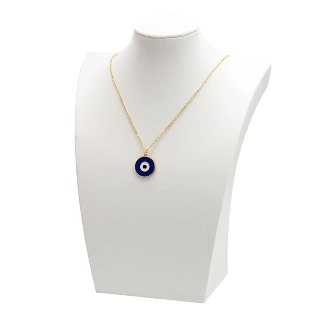 Evil Eye Enamel Blue 18K Gold Brass Anti Tarnish Pendant Chain Bulk