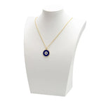 Evil Eye Enamel Blue 18K Gold Brass Anti Tarnish Pendant Chain Bulk