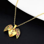 Angle Wings Heart Love Multi Color Pendant Chain For Women Bulk