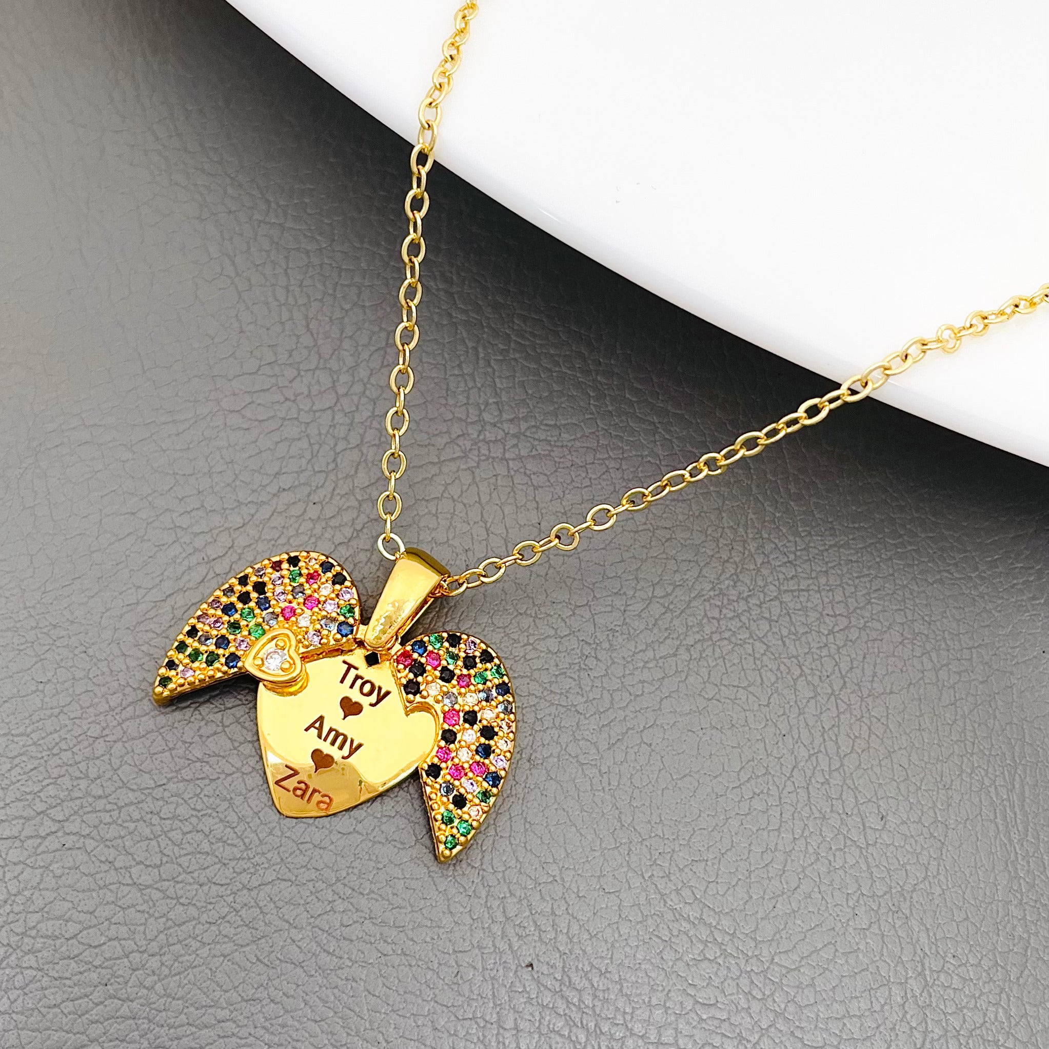 Angle Wings Heart Love Multi Color Pendant Chain For Women Bulk