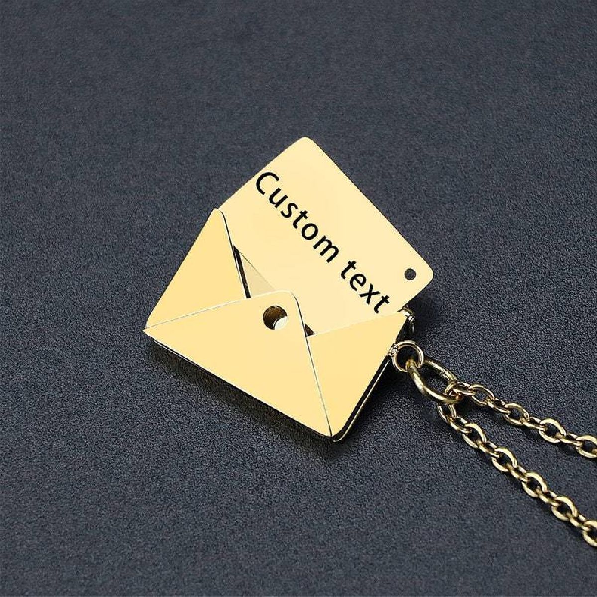 Envelope Engrave Custom Personalized Stainless Steel Necklace Pendant Chain For Women