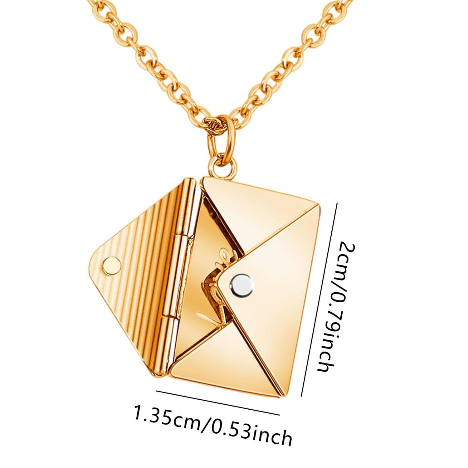 Envelope Engrave Custom Personalized Stainless Steel Necklace Pendant Chain For Women