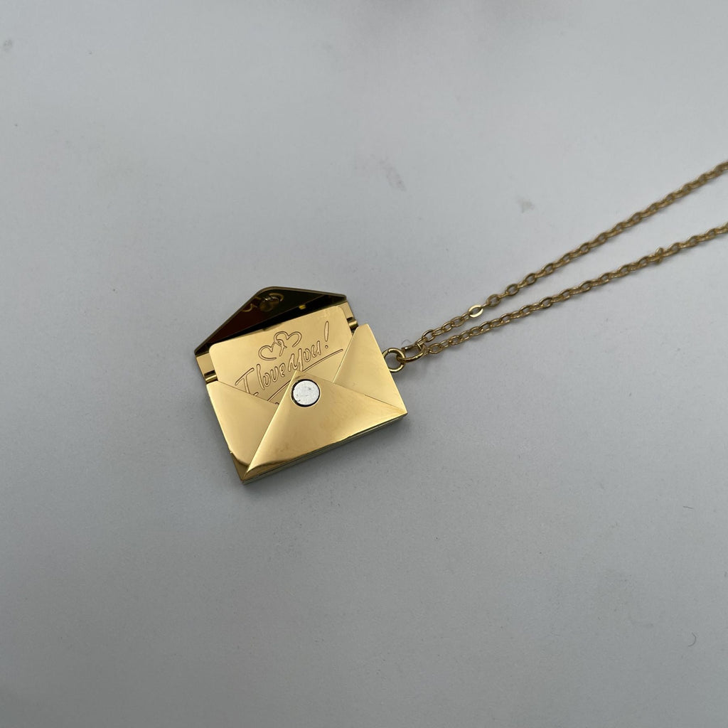 Envelope Engrave Custom Personalized Stainless Steel Necklace Pendant Chain For Women