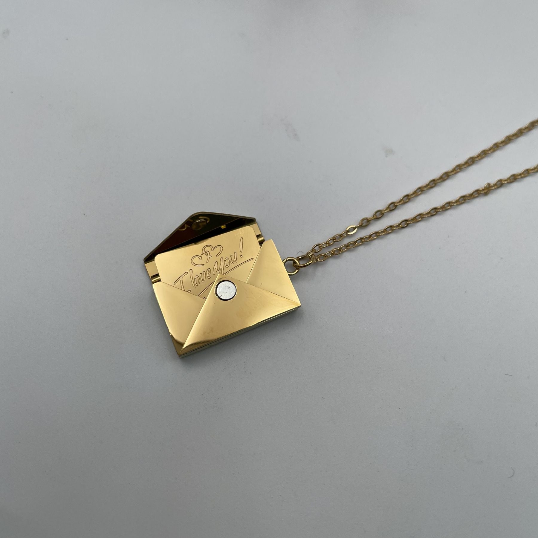 Envelope Engrave Custom Personalized Stainless Steel Necklace Pendant Chain For Women