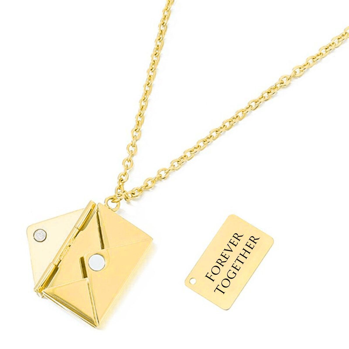 Envelope Engrave Custom Personalized Stainless Steel Necklace Pendant Chain For Women