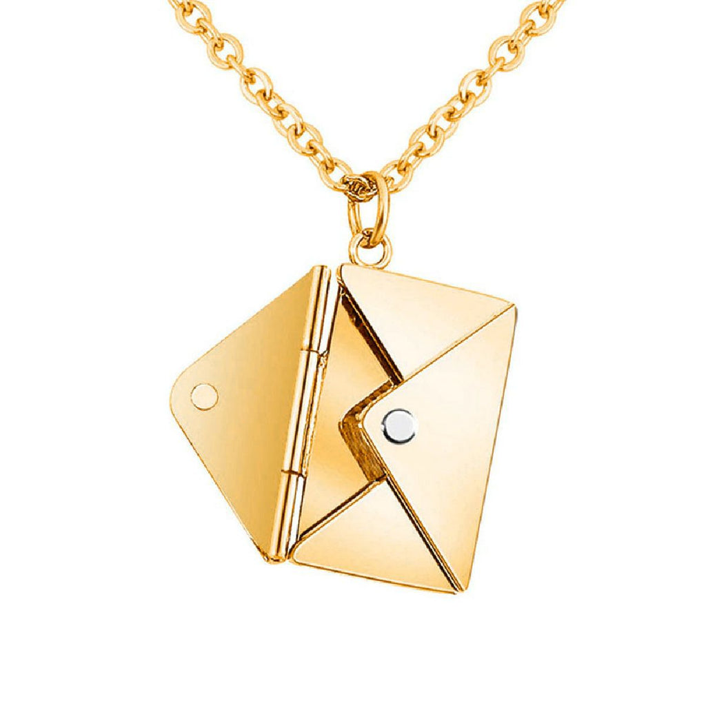 Envelope Engrave Custom Personalized Stainless Steel Necklace Pendant Chain For Women