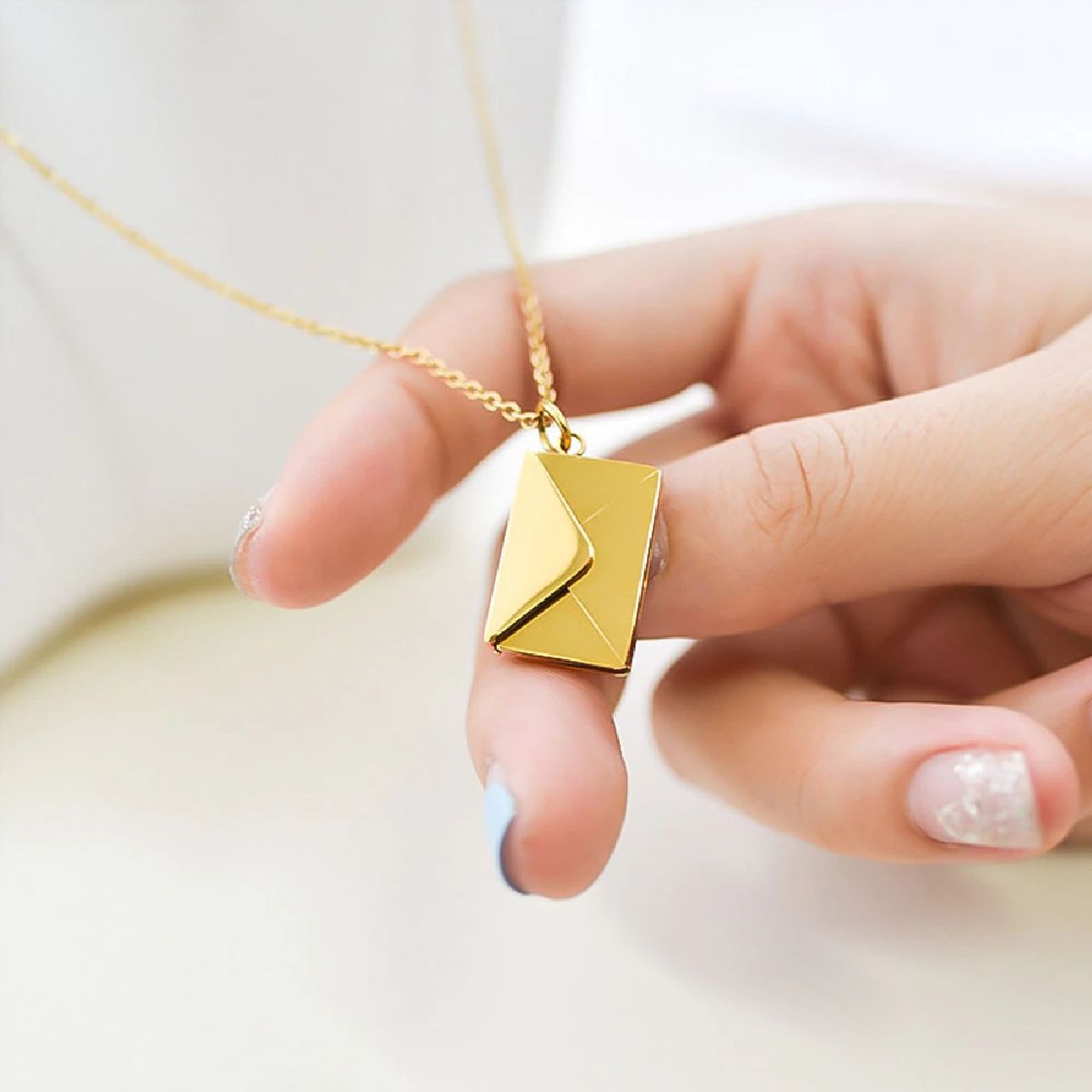 Envelope Engrave Custom Personalized Stainless Steel Necklace Pendant Chain For Women