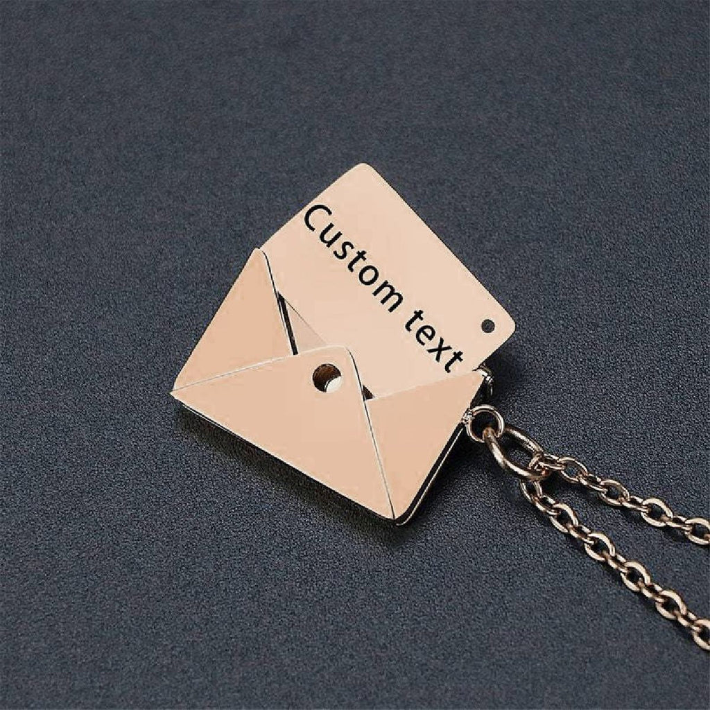 Envelope Engrave Custom Personalized Stainless Steel Necklace Pendant Chain For Women
