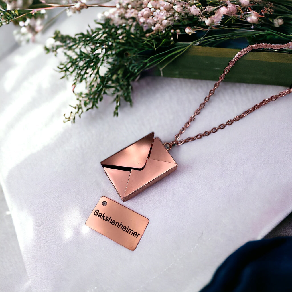 Envelope Engrave Custom Personalized Stainless Steel Necklace Pendant Chain For Women