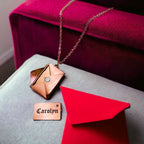 Envelope Engrave Custom Personalized Stainless Steel Necklace Pendant Chain For Women