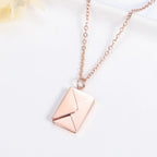 Envelope Engrave Custom Personalized Stainless Steel Necklace Pendant Chain For Women