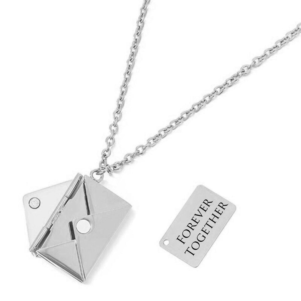 Envelope Engrave Custom Personalized Stainless Steel Necklace Pendant Chain For Women