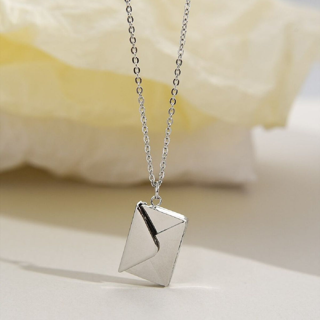 Envelope Engrave Custom Personalized Stainless Steel Necklace Pendant Chain For Women