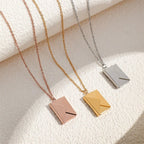 Envelope Engrave Custom Personalized Stainless Steel Necklace Pendant Chain For Women