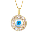 Evil Eye Mother Of Pearl Oval CZ 18K Gold Pendant Chain Bulk