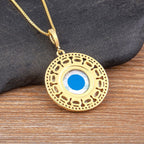 Evil Eye Mother Of Pearl Oval CZ 18K Gold Pendant Chain Bulk