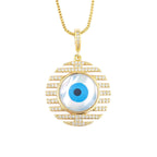 Stripes Evil Eye Mother Of Pearl CZ 18K Gold Pendant Chain Bulk