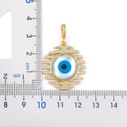 Stripes Evil Eye Mother Of Pearl CZ 18K Gold Pendant Chain Bulk