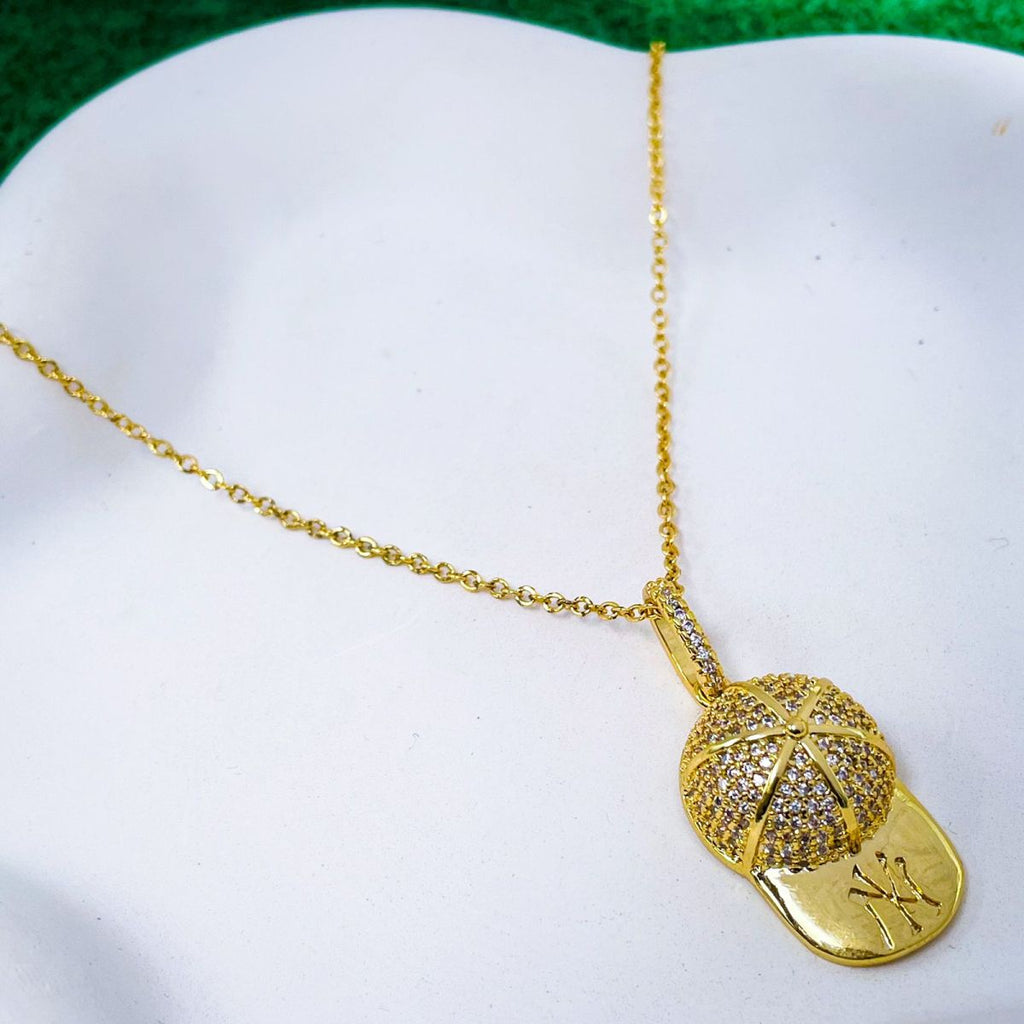 Nba Cap Cubic Zirconia 18K Gold Copper Pendant Chain For Women Bulk