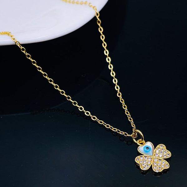Clover Flower Mother Of Pearl Evil 18K Gold Pendant Chain Bulk Secondary image