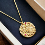 Pisces Beaten 18K Gold Medallion Zodiac Sign Chain For Women Bulk