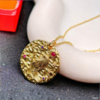 Pisces Beaten 18K Gold Medallion Zodiac Sign Chain For Women Bulk