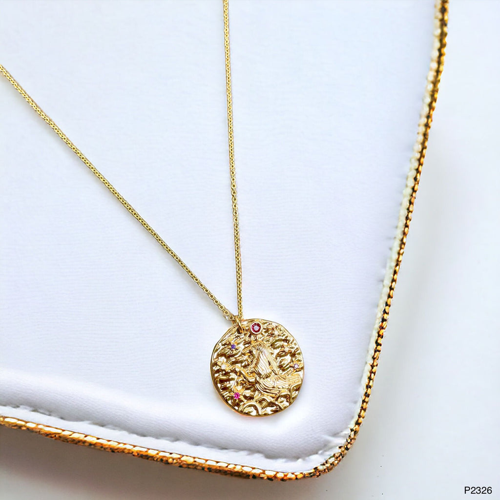 Pisces Beaten 18K Gold Medallion Zodiac Sign Chain For Women Bulk