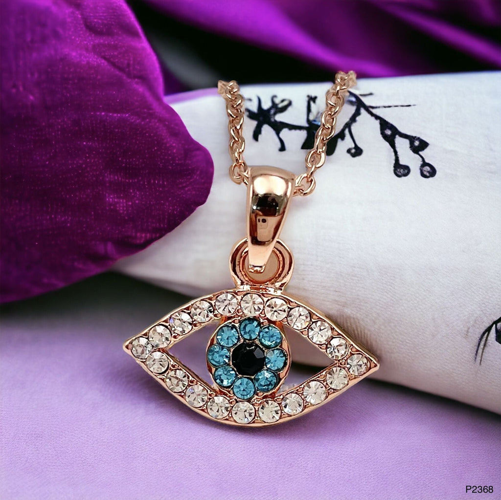 Evil Eye Rose Gold CZ Stainless Steel Anti Tarnish Pendant Chain Bulk